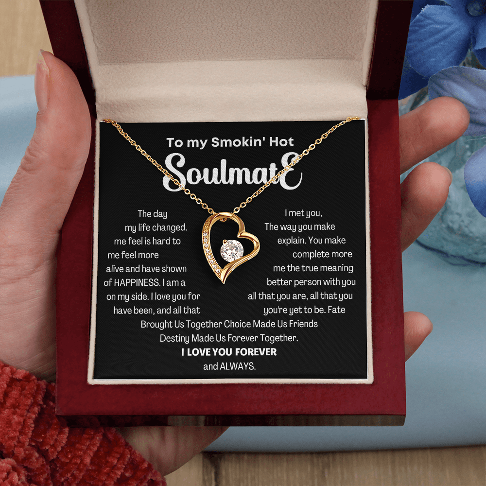 To my Smokin' Hot Forever Love Heart Necklace, Anniversary Gift for Wife, Girlfriend Necklace