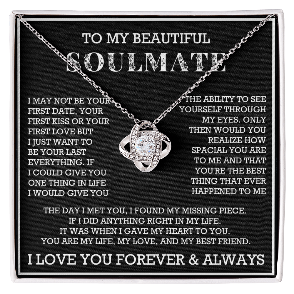 Love Knot To My Soulmate Necklace, Gift for Wife, Girlfriend, Anniversary Necklace