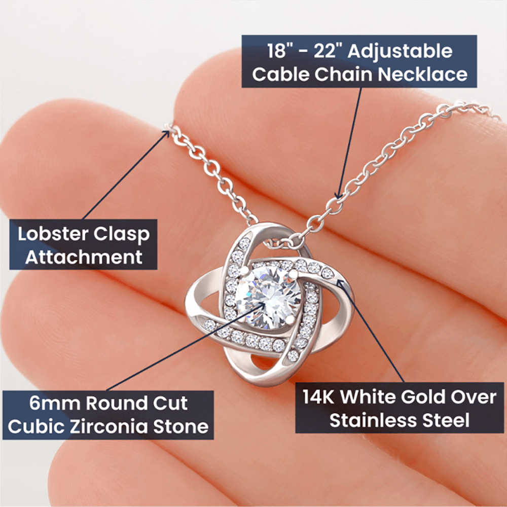 To My Beautiful Soulmate Love Knot Necklace, Anniversary Gift for Girlfriend with Message Card