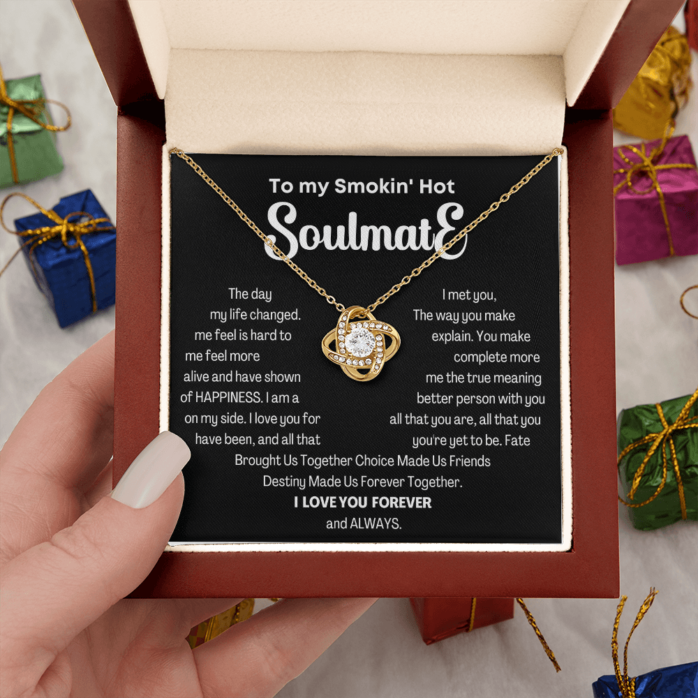 To my Smokin' Hot Love Knot Soulmate Necklace, Anniversary Gift for Wife, Girlfriend Necklace