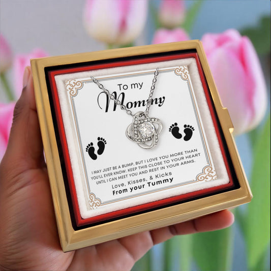 To My Mommy Love Knot with Rotating Rose Gift Box From your Tummy Baby Shower
